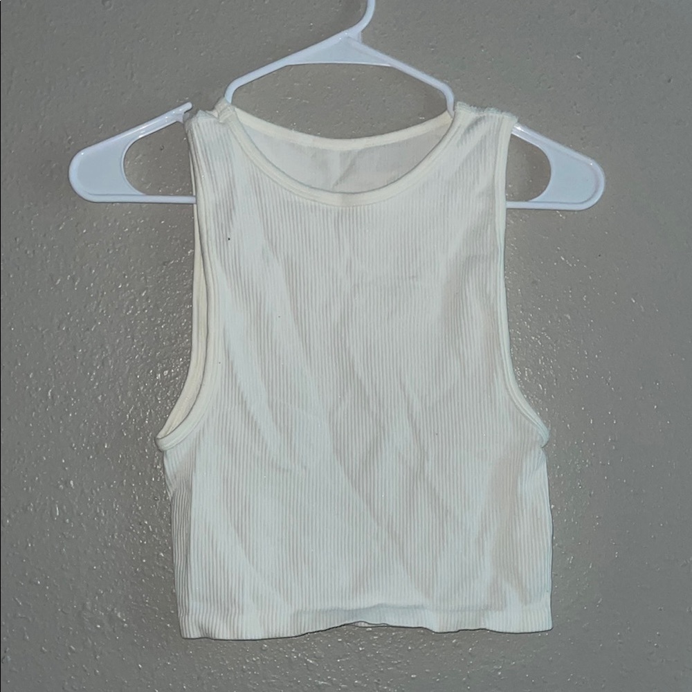 White Ribbed Sleeveless Top